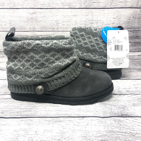 Muk Luks Patti Womens Ankle Boots Sweater Wrap 6 - Picture 4 of 8